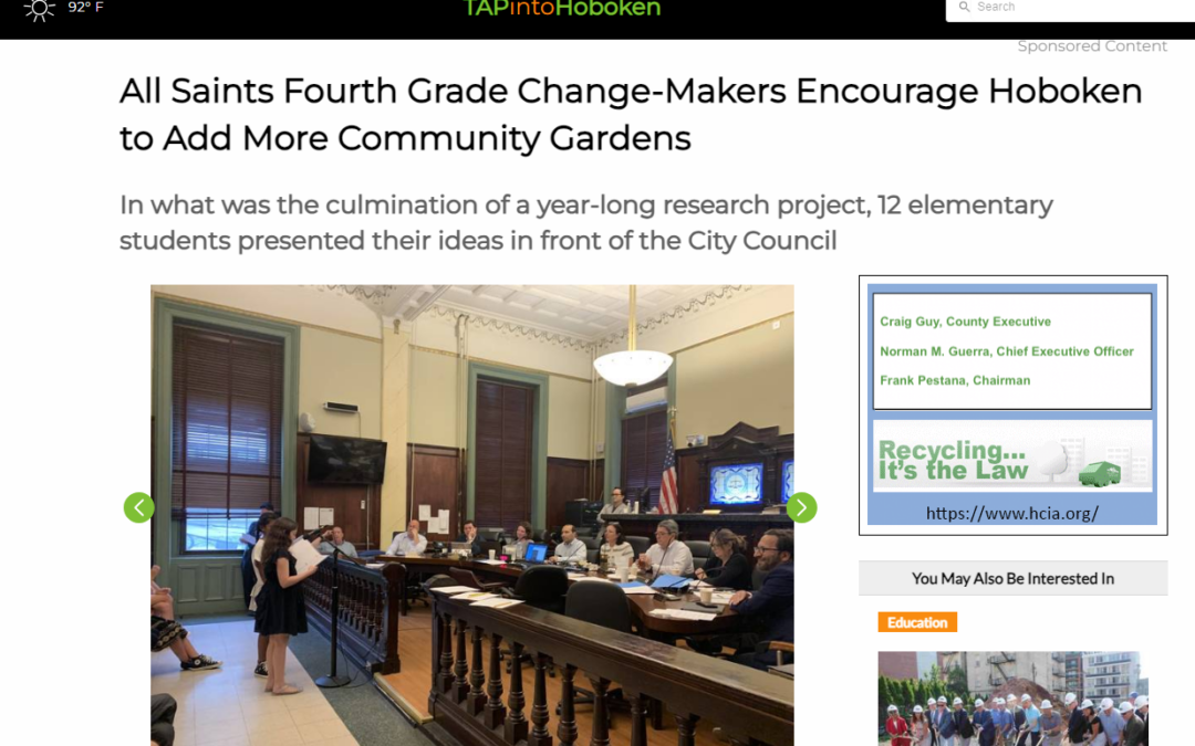 All Saints Fourth Grade Change-Makers Encourage Hoboken to Add More Community Gardens